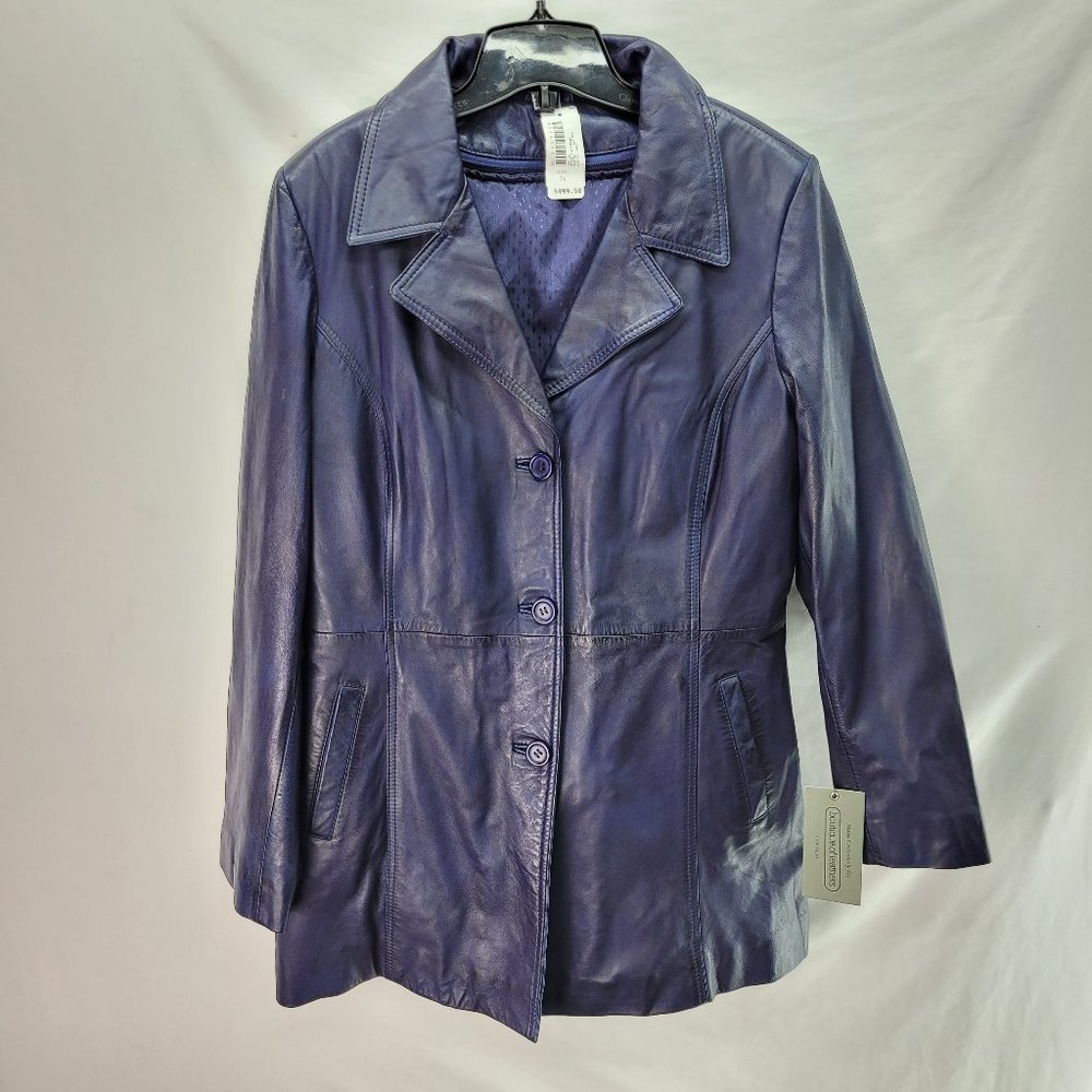 Boutique of Leathers Women's Leather Jacket Blue - Size 14